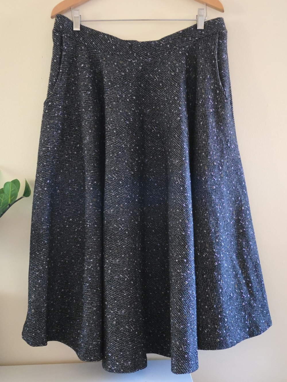 MELOW By Mélissa Bolduc Harringbone Speckled A-Line Midi Skirt - XXL